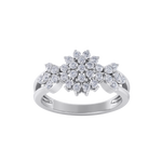 Load image into Gallery viewer, Elegant flower ring in yellow gold with white diamonds of 0.60 ct in weight
