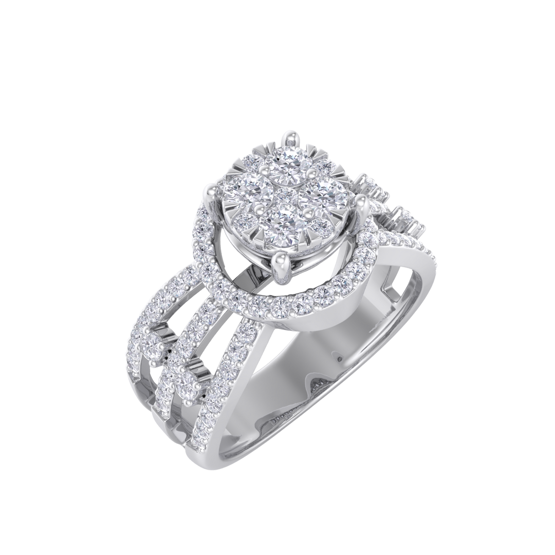 Fashion ring in yellow gold with white diamonds of 0.75 ct in weight