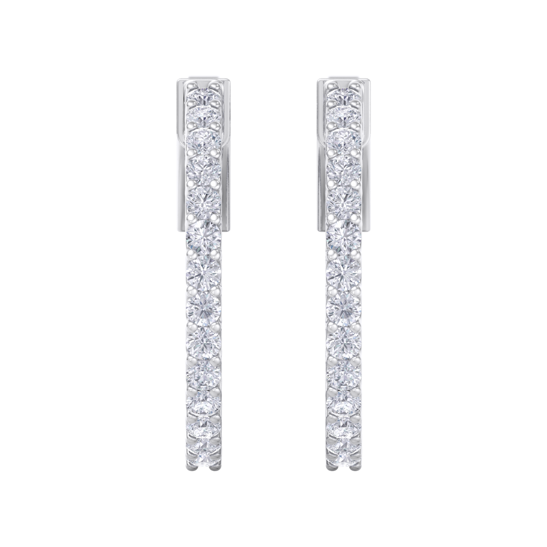 Diamond eternity hoop earrings in white gold with white diamonds of 0.98 ct in weight
