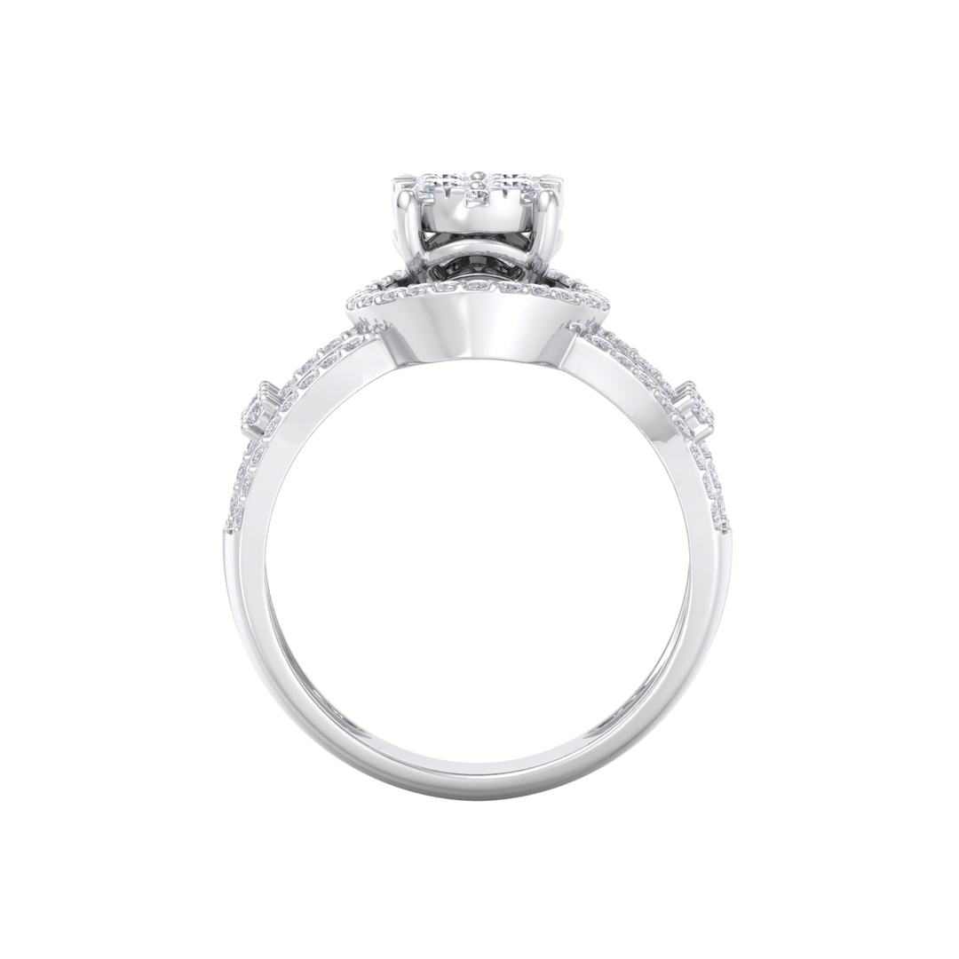 Fashion ring in white gold with white diamonds of 0.75 ct in weight