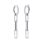 Load image into Gallery viewer, Long diamond chain link earrings in yellow gold with white diamonds of 0.34 ct in weight