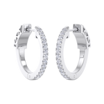 Load image into Gallery viewer, Petite diamond hoop earrings in yellow gold with white diamonds of 0.34 ct in weight