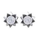 Load image into Gallery viewer, Flower shaped stud earrings in white gold with white diamonds of 0.62 ct in weight