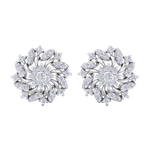 Load image into Gallery viewer, Flower stud earrings in rose gold with white diamonds of 1.13 ct in weight
