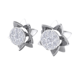 Load image into Gallery viewer, Flower shaped stud earrings in yellow gold with white diamonds of 0.62 ct in weight