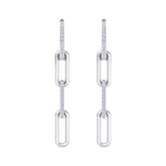 Load image into Gallery viewer, Long diamond chain link earrings in white gold with white diamonds of 0.34 ct in weight