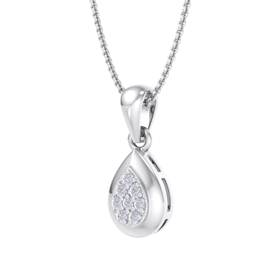 Cute Pendant in white gold with white diamonds of 0.09 ct in weight