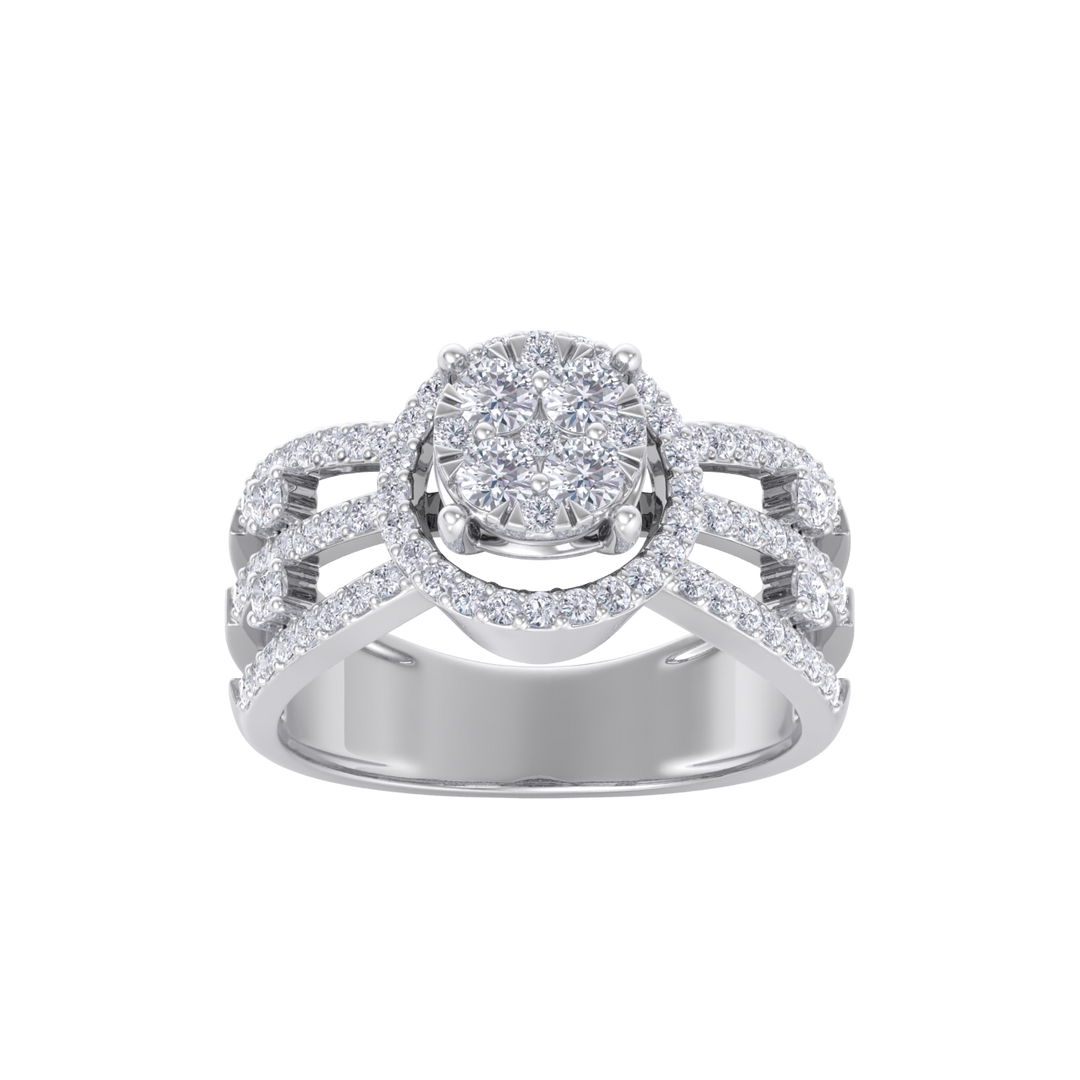 Fashion ring in yellow gold with white diamonds of 0.75 ct in weight