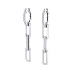 Load image into Gallery viewer, Long diamond chain link earrings in white gold with white diamonds of 0.34 ct in weight