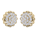 Load image into Gallery viewer, Round shaped stud earrings in rose gold with white diamonds of 1.66 ct in weight