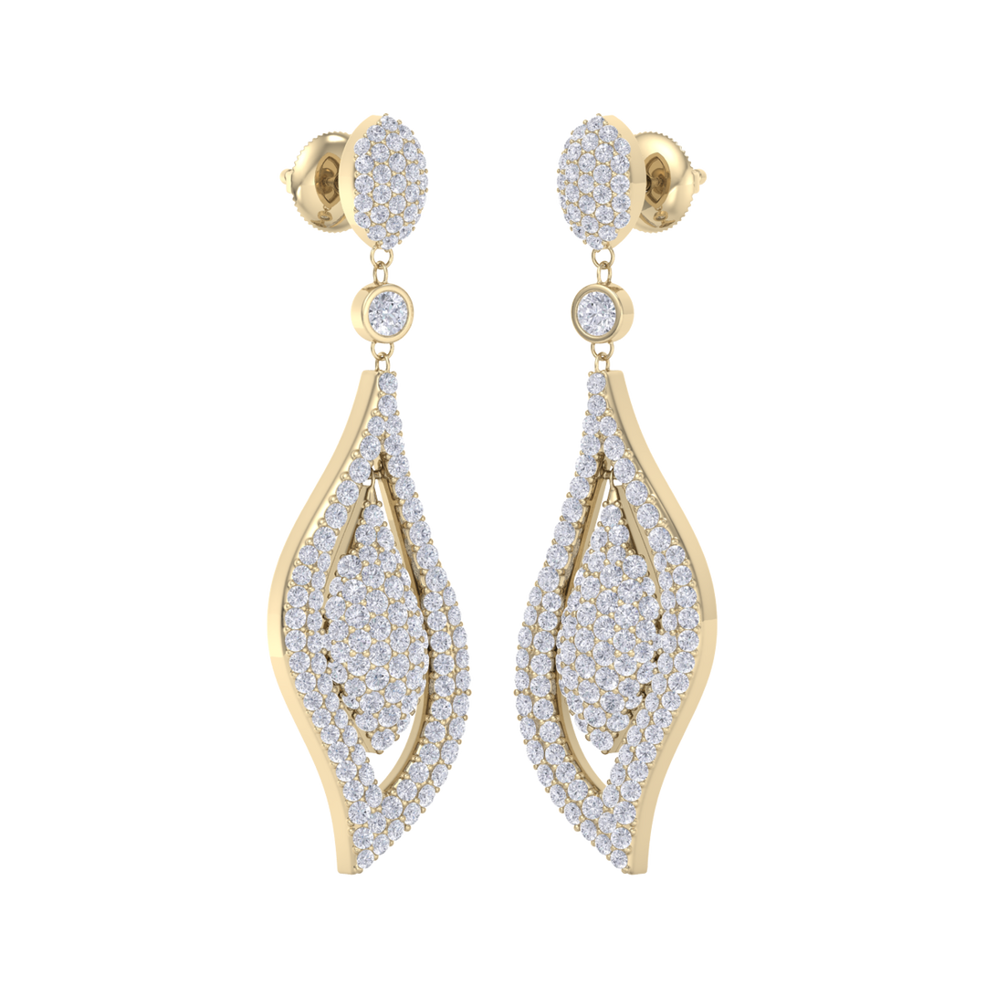 Teardrop earrings in rose gold with white diamonds of 1.08 ct in weight