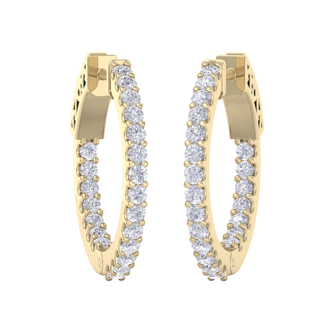 Diamond eternity hoop earrings in yellow gold with white diamonds of 0.98 ct in weight