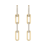 Load image into Gallery viewer, Long diamond chain link earrings in yellow gold with white diamonds of 0.34 ct in weight