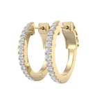 Load image into Gallery viewer, Petite diamond hoop earrings in yellow gold with white diamonds of 0.34 ct in weight