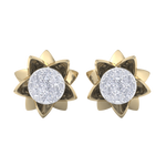 Load image into Gallery viewer, Flower shaped stud earrings in yellow gold with white diamonds of 0.62 ct in weight