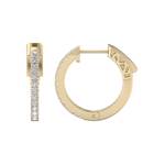 Load image into Gallery viewer, Petite diamond hoop earrings in yellow gold with white diamonds of 0.34 ct in weight