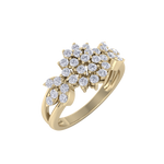 Load image into Gallery viewer, Elegant flower ring in yellow gold with white diamonds of 0.60 ct in weight