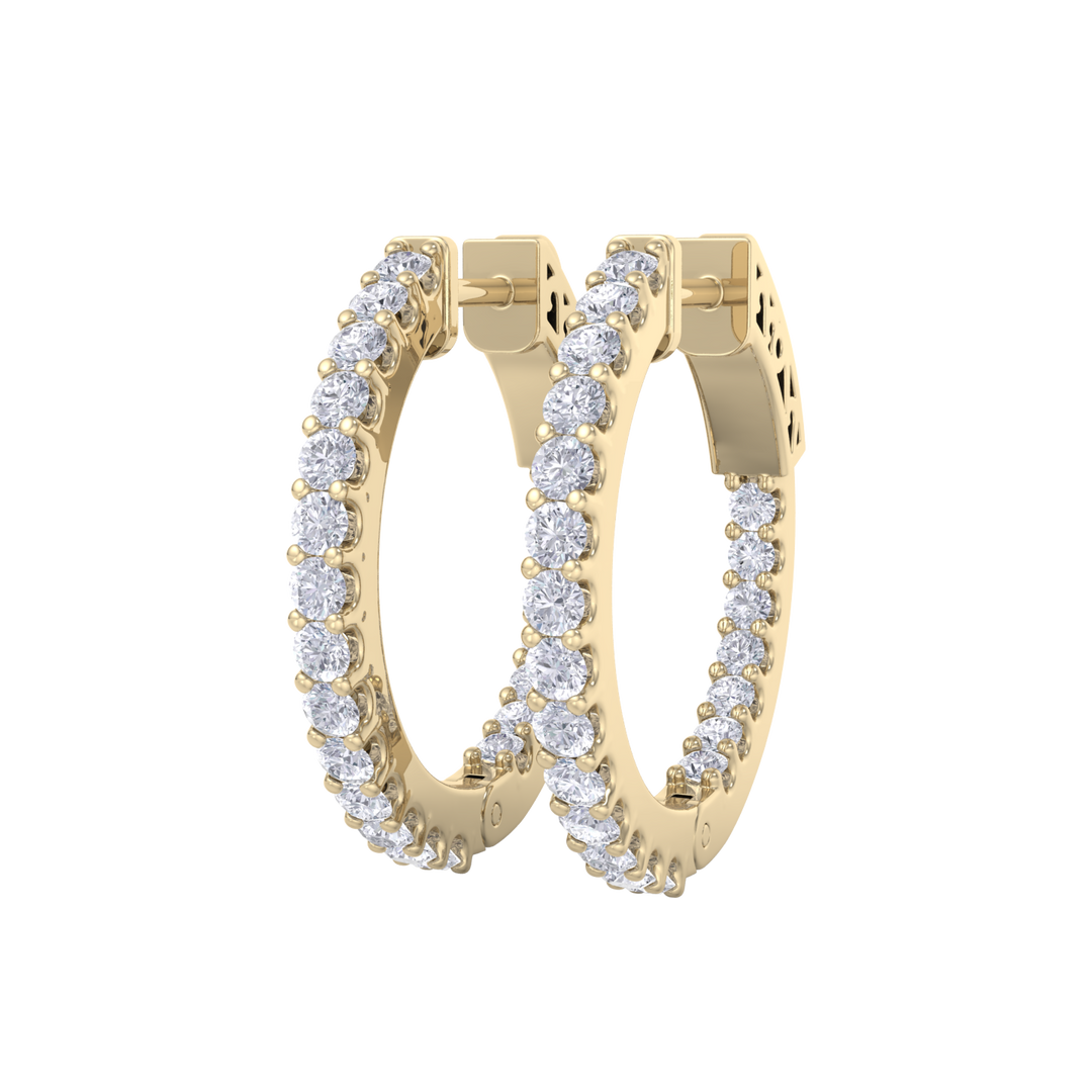 Diamond eternity hoop earrings in rose gold with white diamonds of 0.98 ct in weight