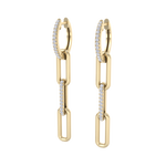 Load image into Gallery viewer, Long diamond chain link earrings in rose gold with white diamonds of 0.34 ct in weight