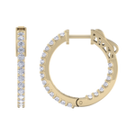 Load image into Gallery viewer, Diamond eternity hoop earrings in yellow gold with white diamonds of 0.98 ct in weight