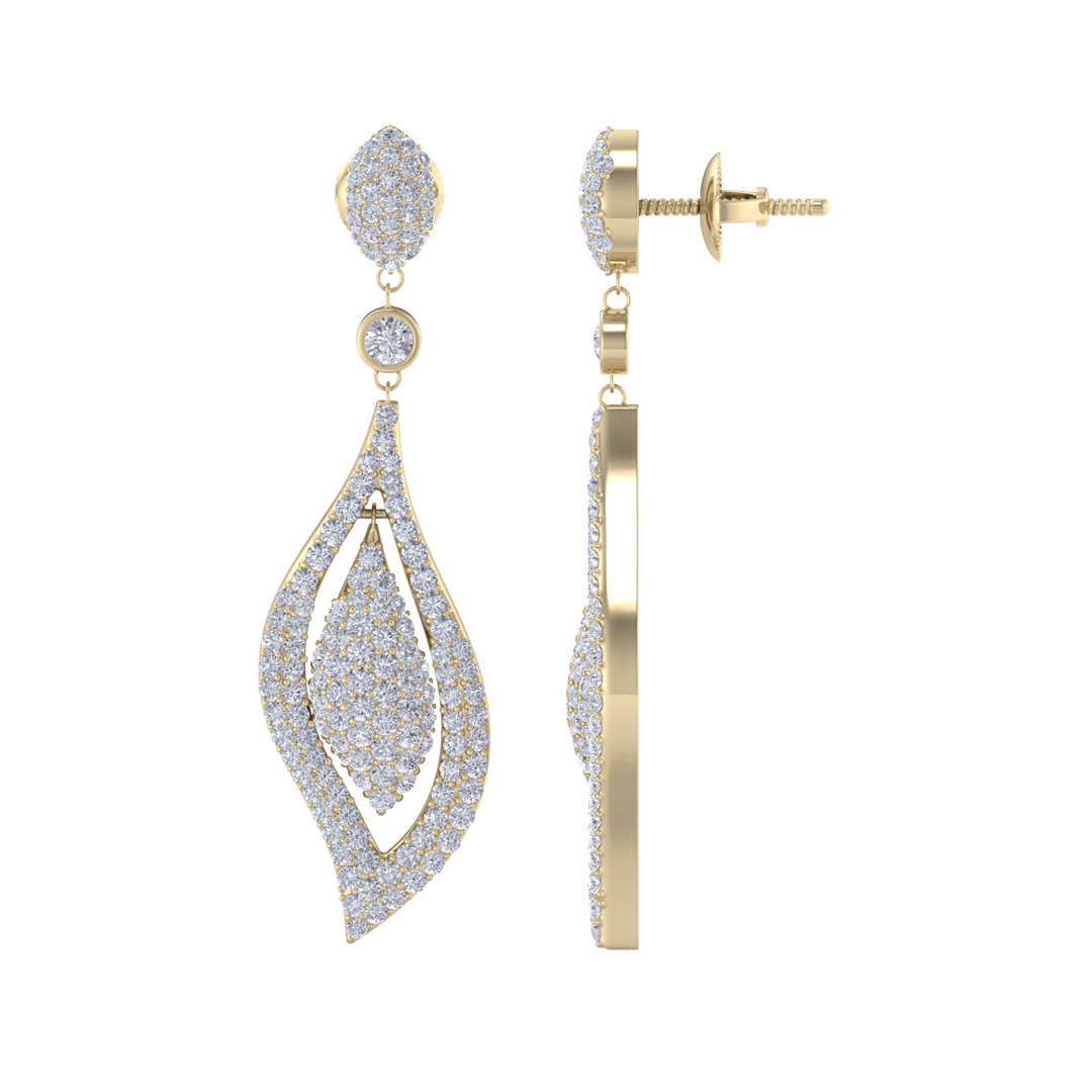 Teardrop earrings in rose gold with white diamonds of 1.08 ct in weight