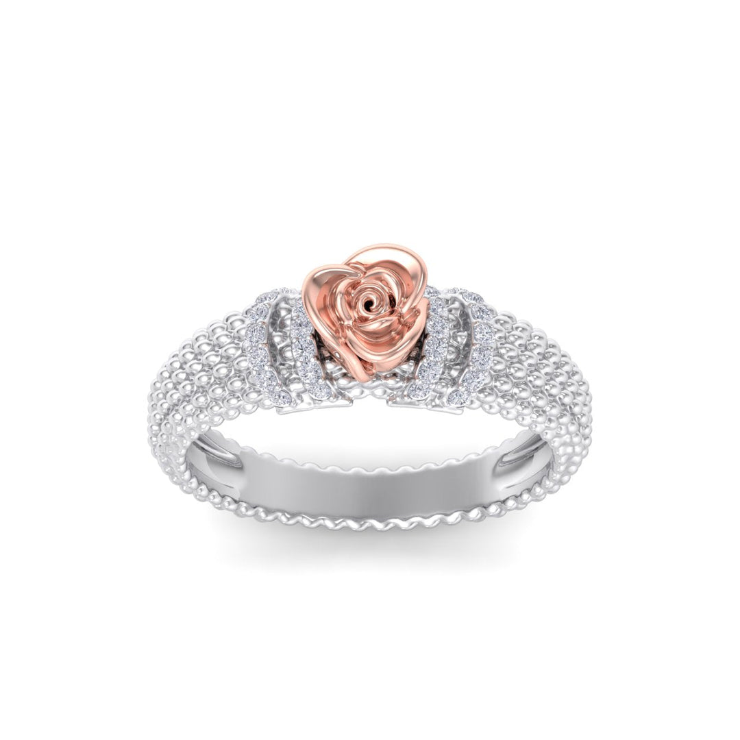 Rose Garden ring in white gold with white diamond of 0.14 ct in weight