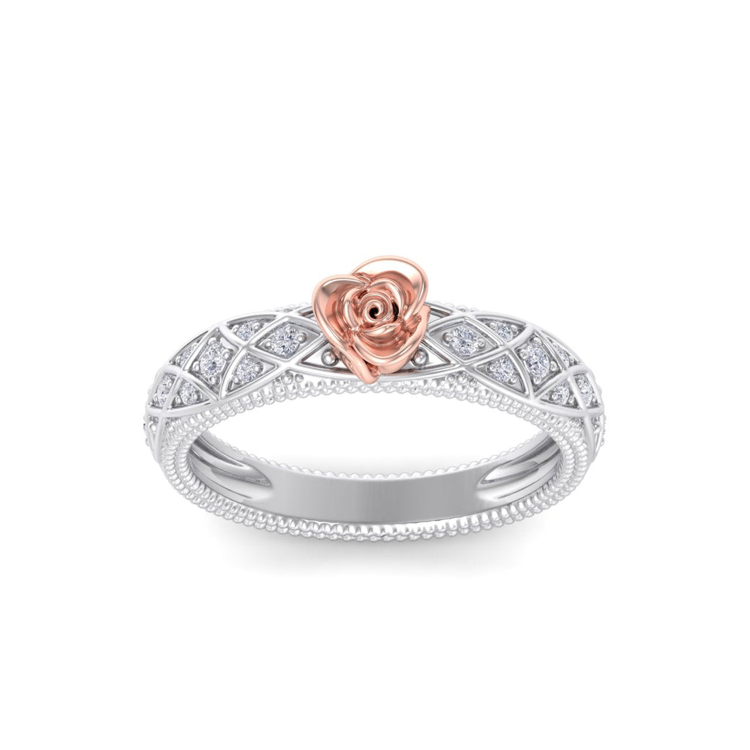 Rose Garden ring in white gold with white diamond of 0.13 ct in weight