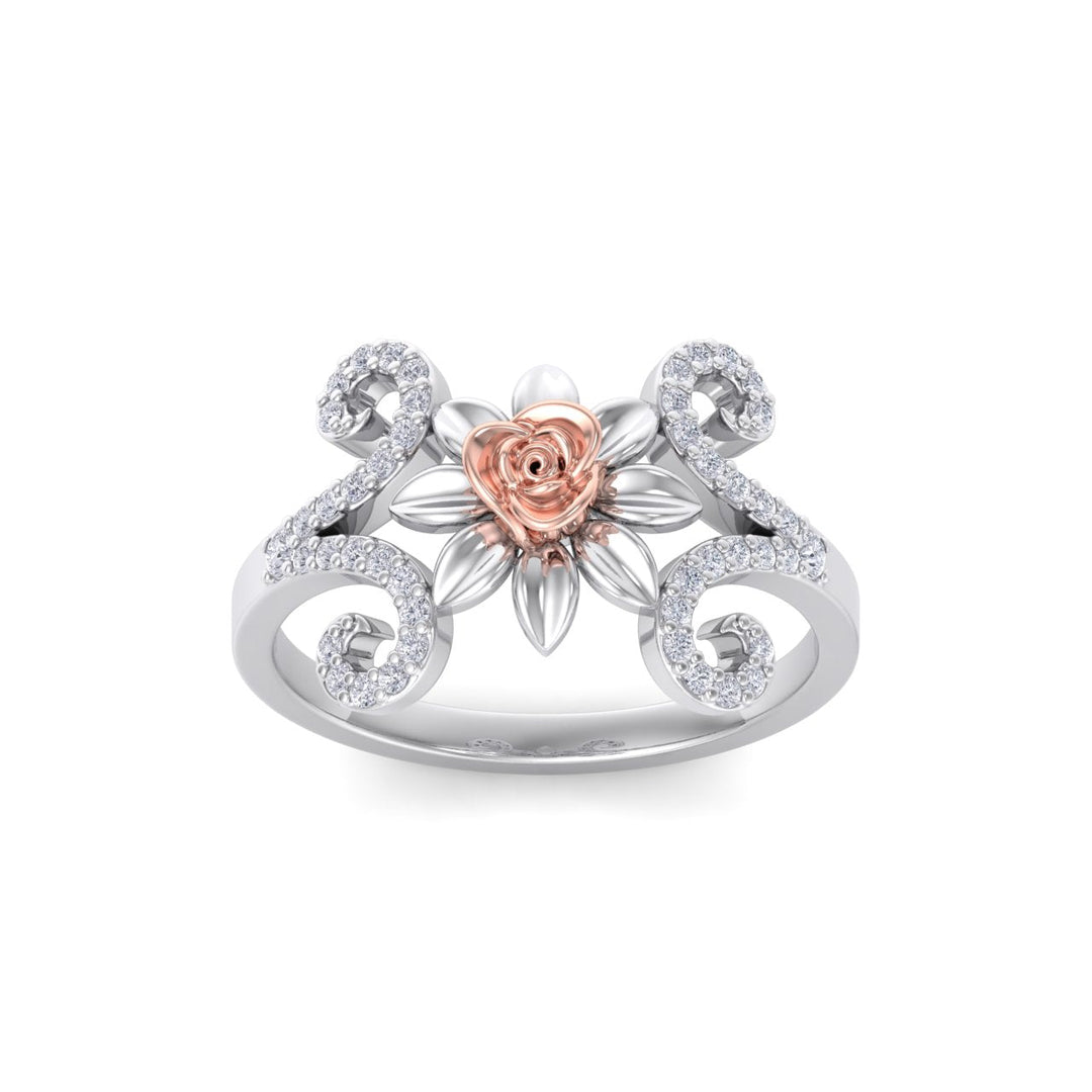 Rose Garden ring in white gold with white diamond of 0.25 ct in weight