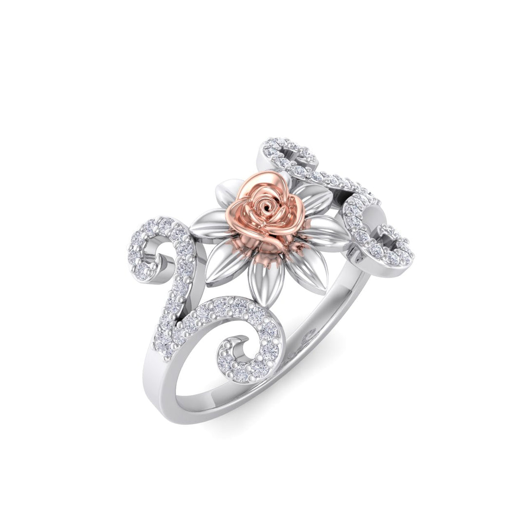 Rose Garden ring in white gold with white diamond of 0.25 ct in weight