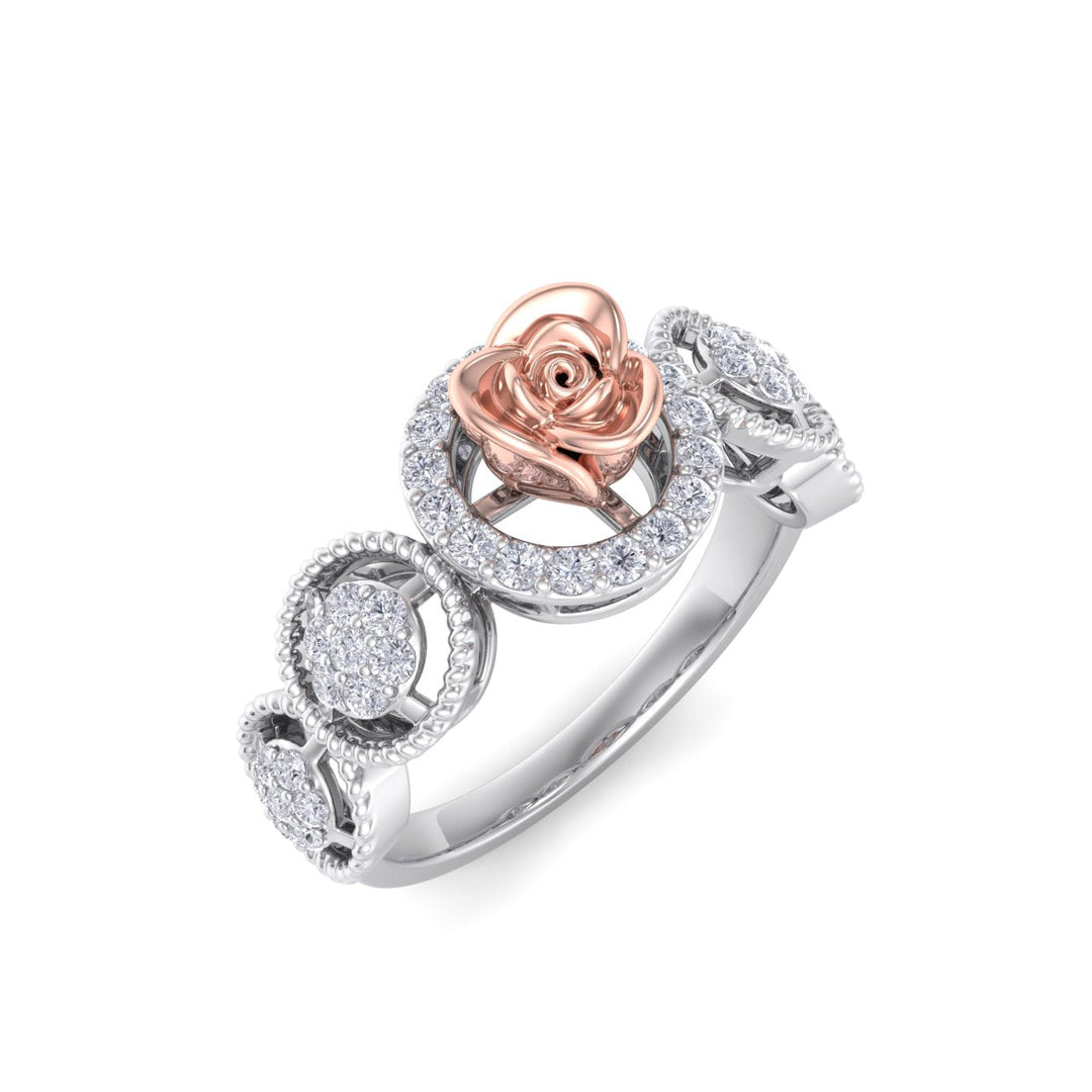 Rose Garden ring in white gold with white diamond of 0.30 ct in weight