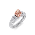 Load image into Gallery viewer, Rose Garden ring in white gold with white diamond of 0.14 ct in weight
