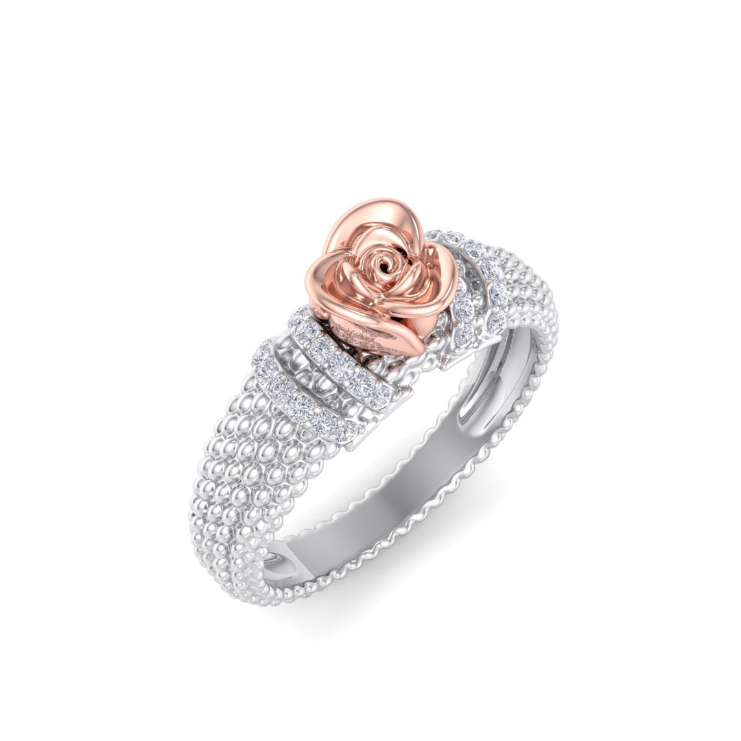 Rose Garden ring in white gold with white diamond of 0.14 ct in weight