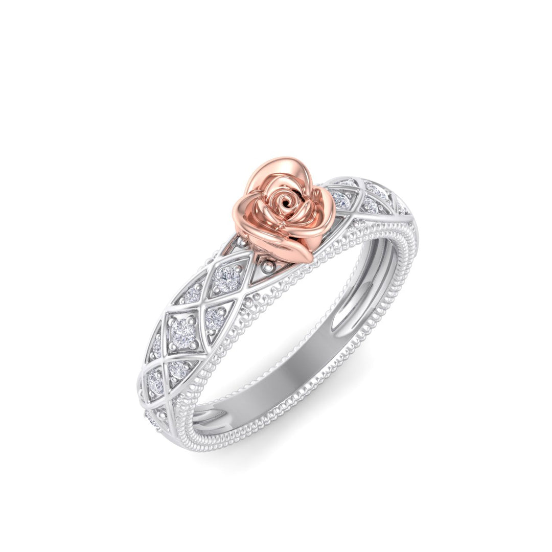 Rose Garden ring in white gold with white diamond of 0.13 ct in weight