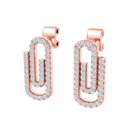 Load image into Gallery viewer, Diamond link earrings in white gold with white diamonds of 0.33 ct in weight
