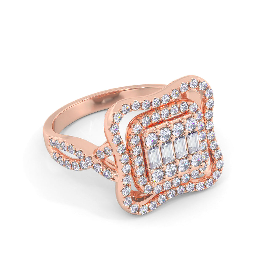 Fashion ring in yellow gold with white diamonds of 0.67 ct in weight