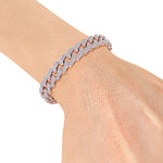Load image into Gallery viewer, Two rows diamond curb chain link bracelet in white gold with white diamonds of 5.40 ct in weight
