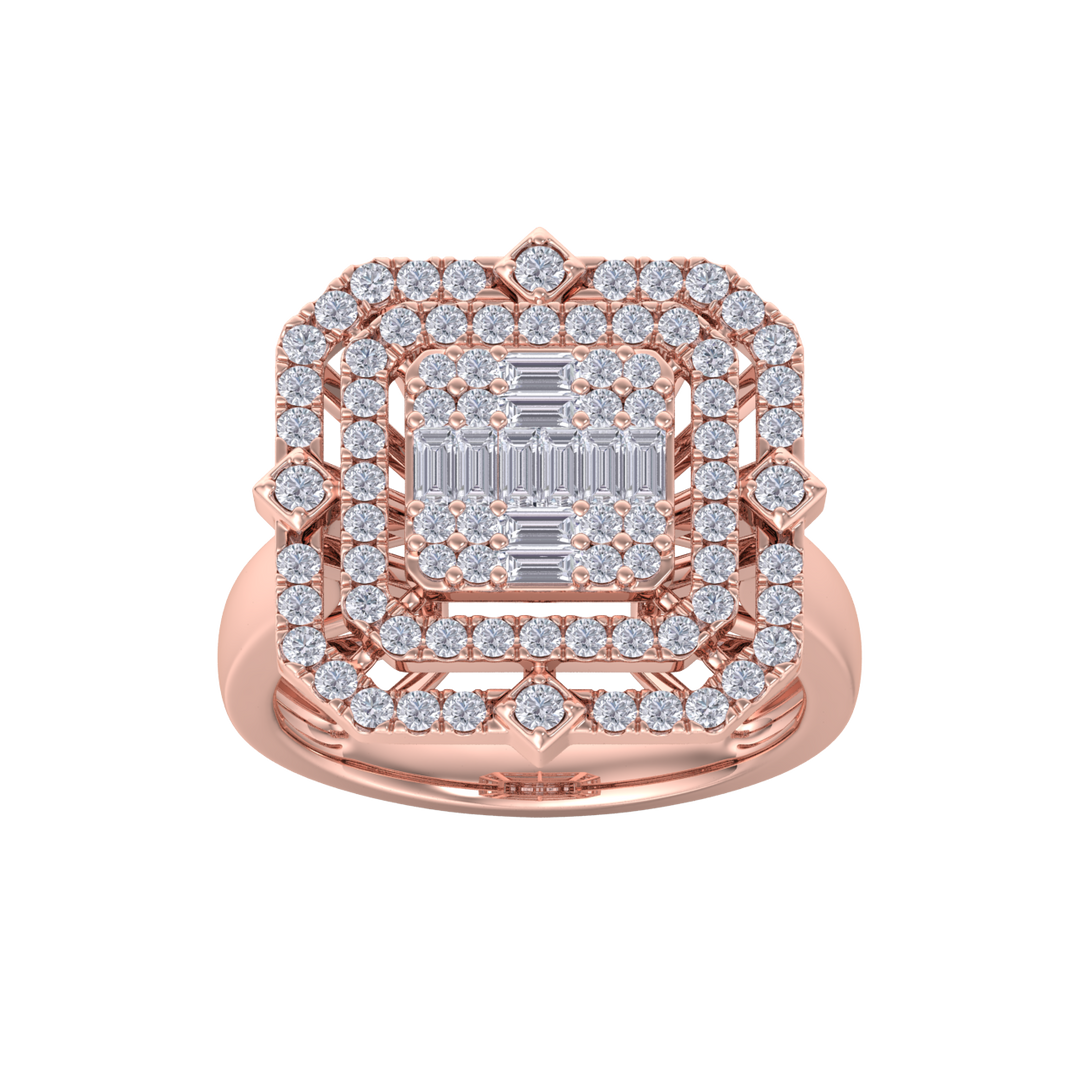 Grande square diamond ring in white gold with white diamonds of 1.36 ct in weight