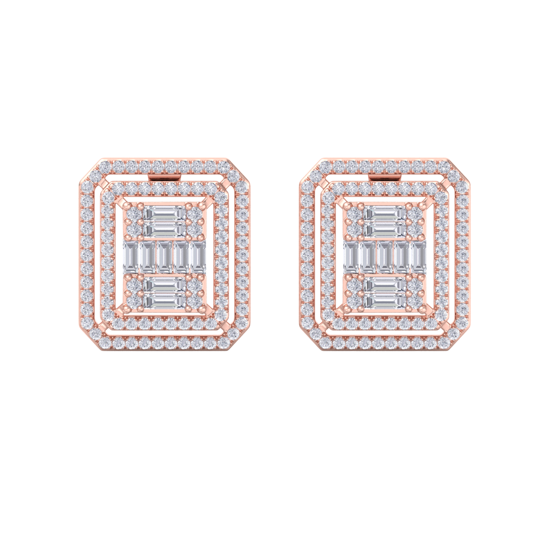 Beautiful Stud Earrings in white gold with white diamonds of 1.88 in weight