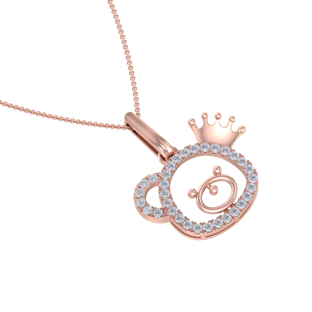 Cute Pendant in rose gold with white diamonds of 0.58 ct in weight