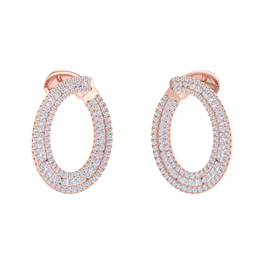 Hoop earrings in rose gold with white diamonds of 2.78 ct in weight