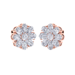 Load image into Gallery viewer, Flower stud earrings in rose gold with white diamonds of 6.18 ct in weight
