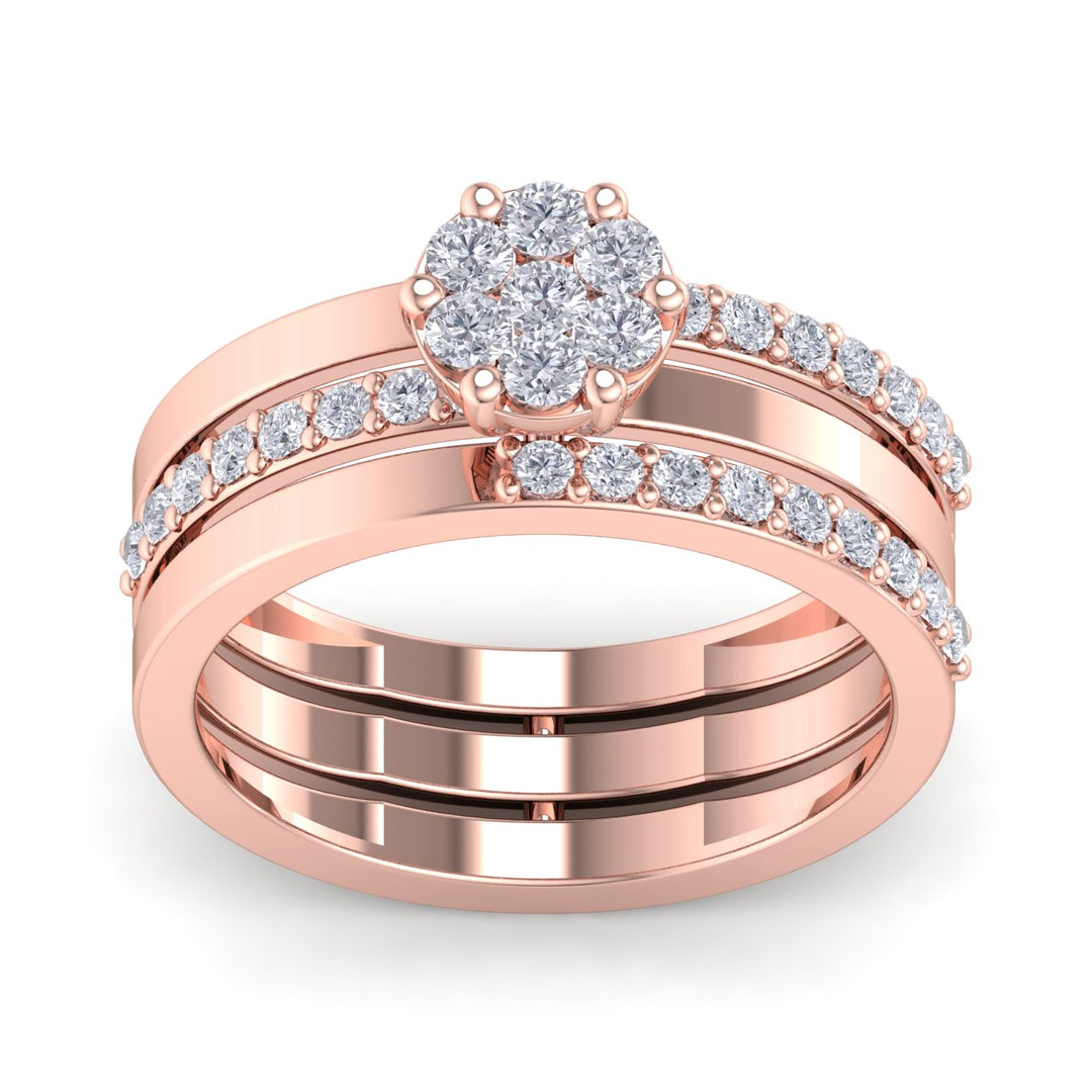 Beautiful ring in rose gold with white diamonds of 0.64 ct in weight