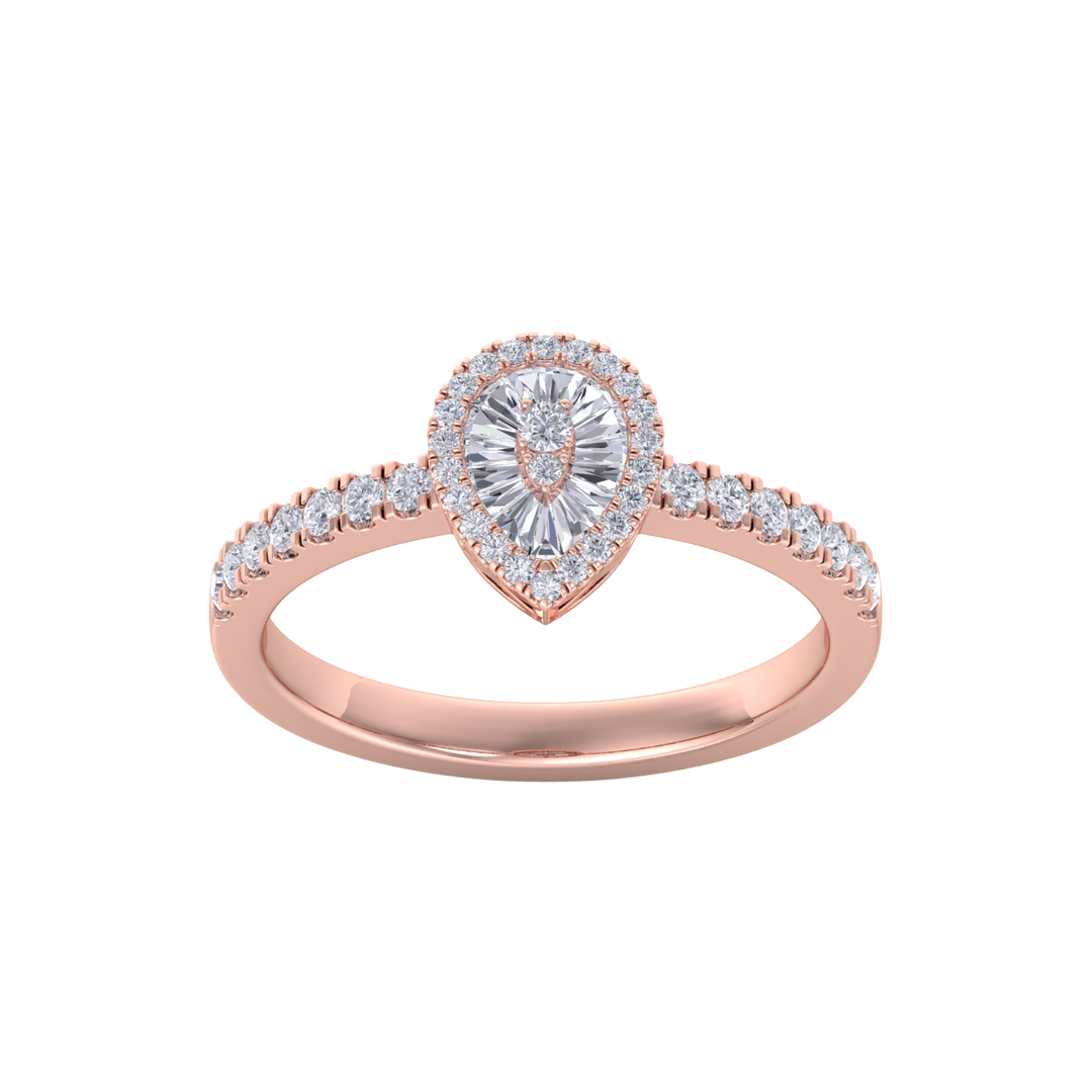 Pear ring in yellow gold with white diamonds of 0.68 ct in weight