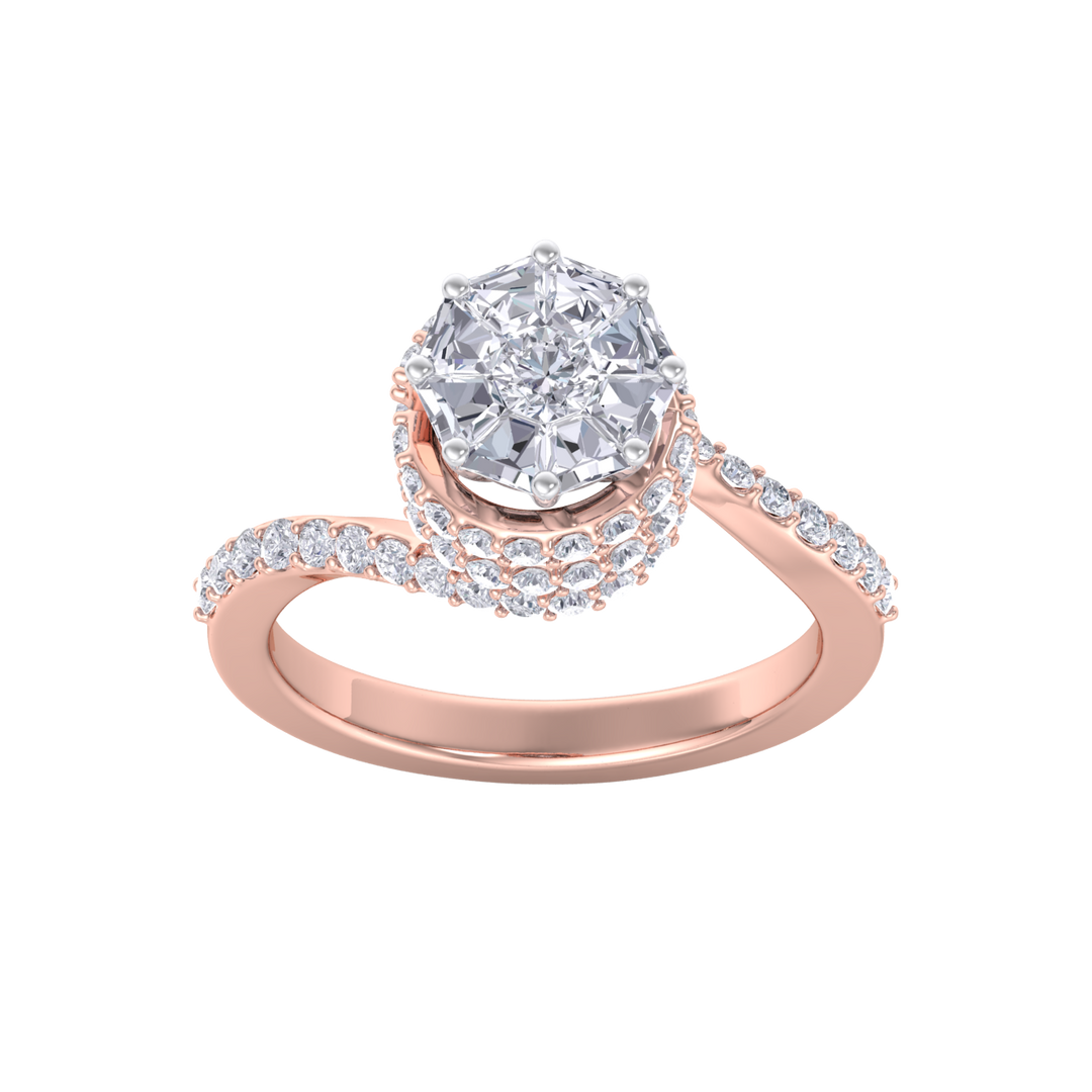 Beautiful Diamond ring in rose gold with white diamonds of 2.04 ct in weight