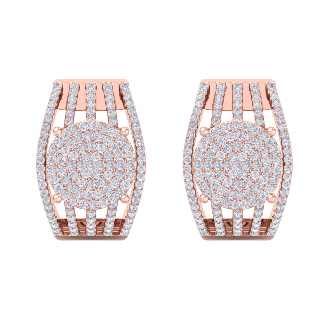 Beautiful Stud Earrings in yellow gold with white diamonds of 1.27 in weight