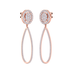 Load image into Gallery viewer, Dangle hoop earrings in rose gold with white diamonds of 1.75 ct in weight
