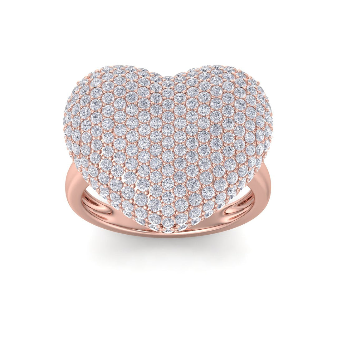 Beautiful Happy Heart Diamond ring in rose gold with white diamonds of 2.45 ct in weight