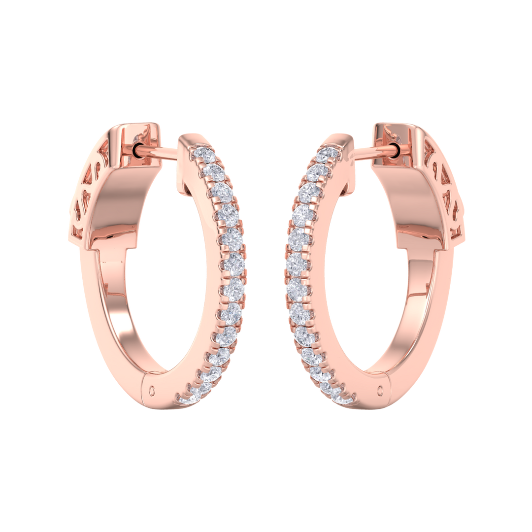 Petite diamond hoop earrings in yellow gold with white diamonds of 0.34 ct in weight