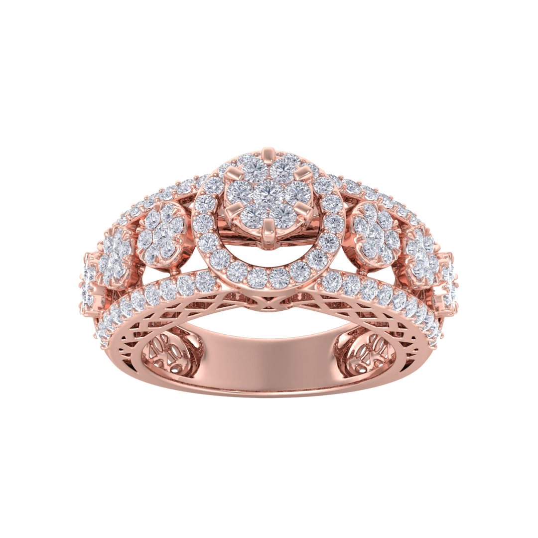 Beautiful ring in yellow gold with white diamonds of 1.28 ct in weight