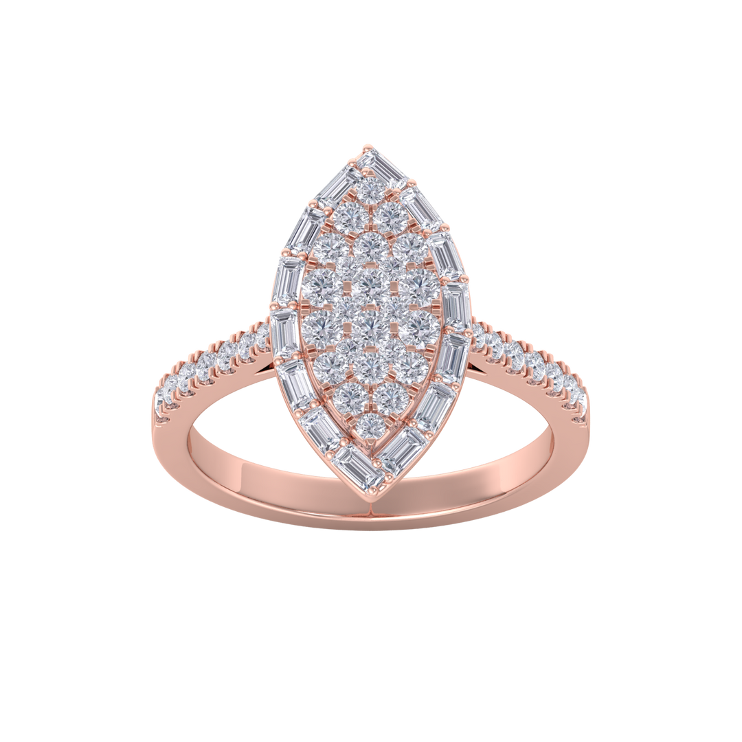 Marquise cluster ring in rose gold with white diamonds of 1.03 ct in weight